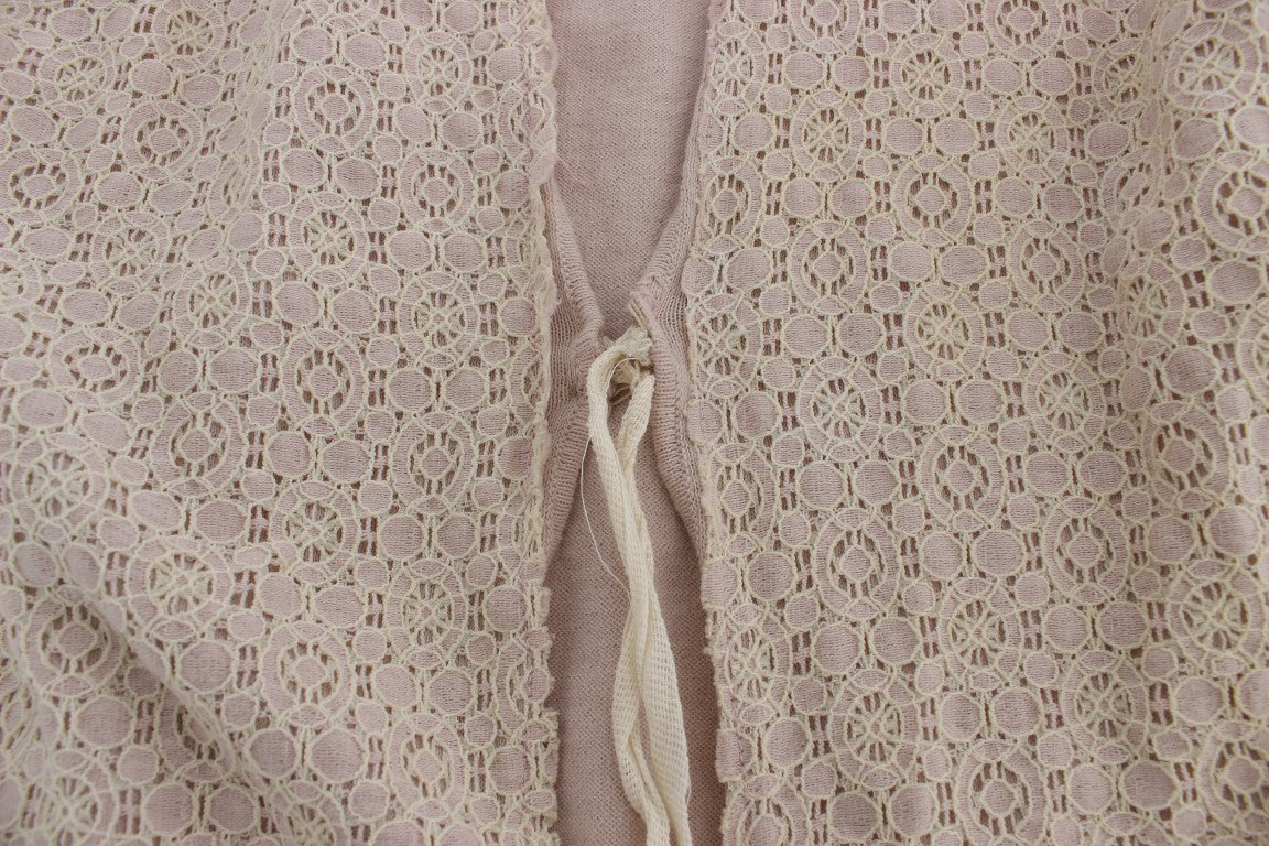 PINK MEMORIES Elegant pink wrap sweater made of cotton knit