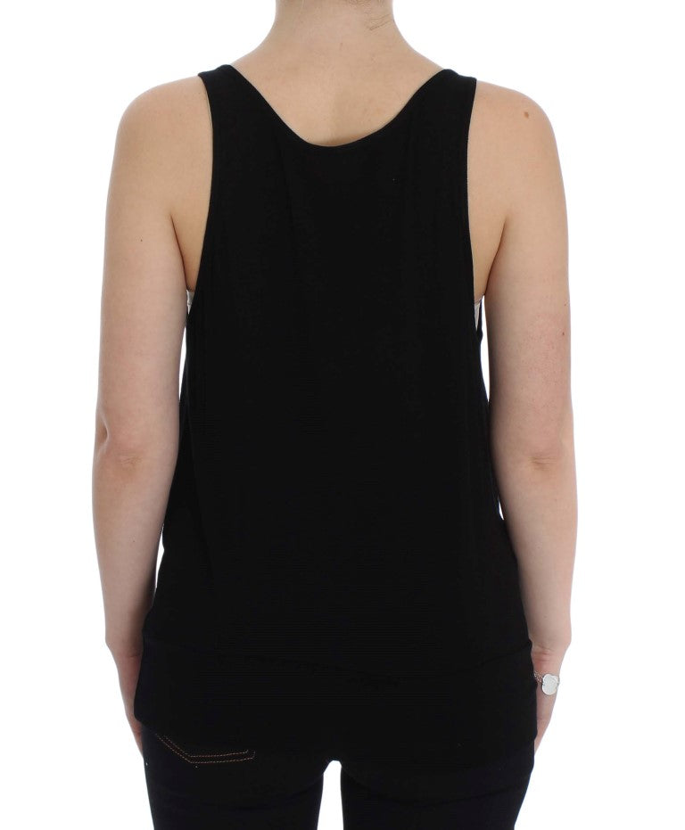 PLEIN SUD Schlankes schwarzes Cami Bluse Tank Top