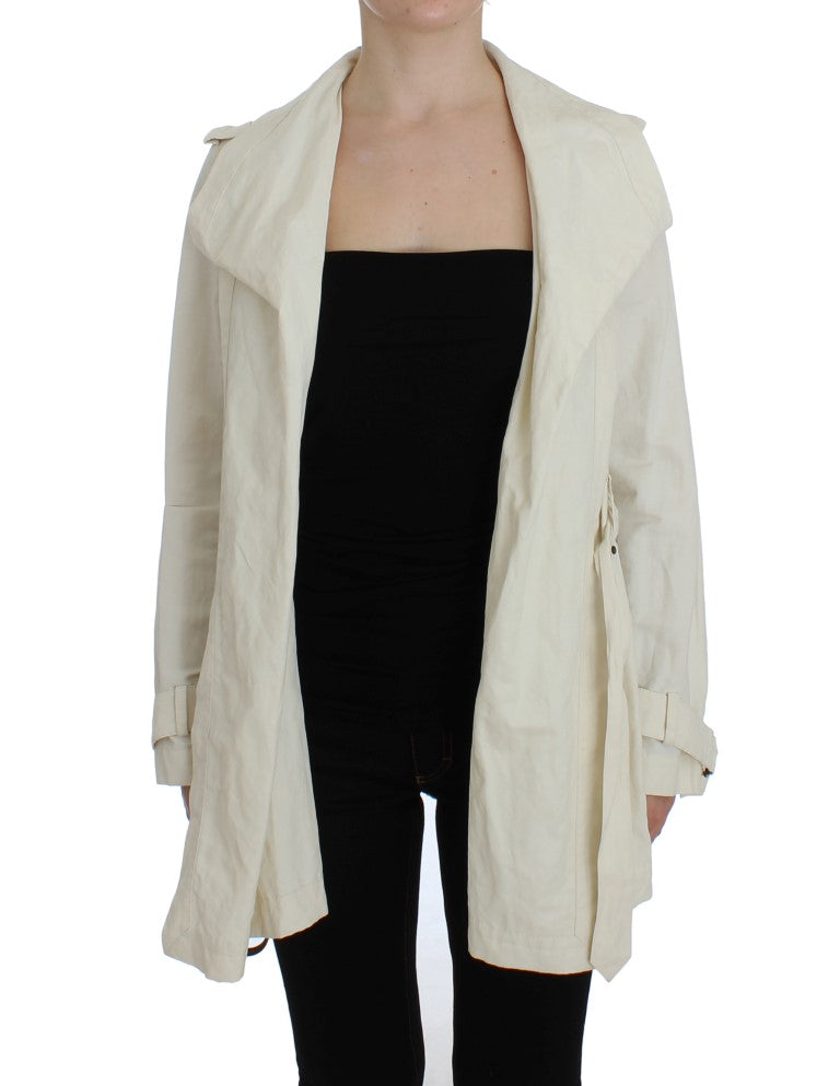 PLEIN SUD Elegant white wrap trench coat