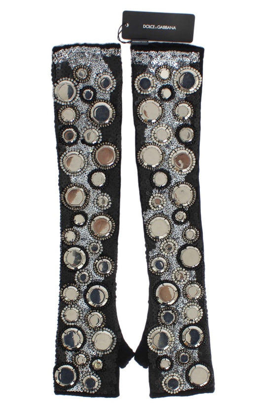 Dolce &amp; Gabbana cashmere fingerless gloves with sequin trim