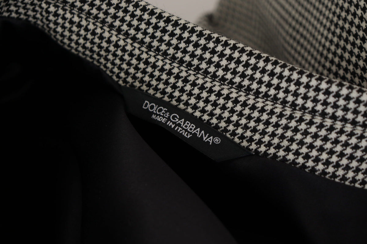 Dolce &amp; Gabbana Elegant Gray Checked Wool Blazer