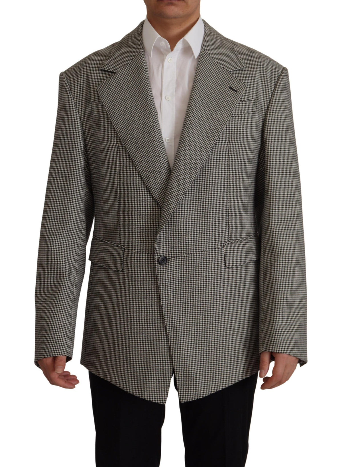 Dolce &amp; Gabbana Elegant Gray Checked Wool Blazer