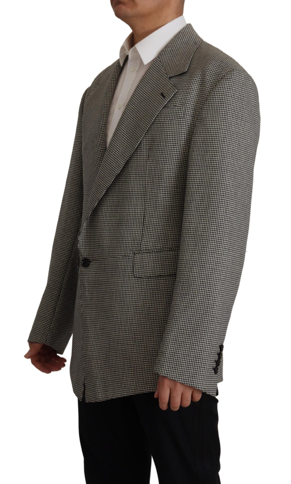 Dolce &amp; Gabbana Elegant Gray Checked Wool Blazer