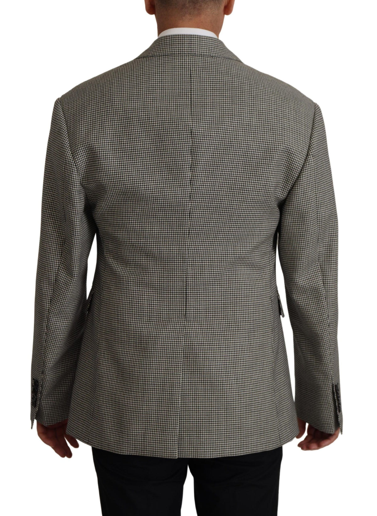 Dolce &amp; Gabbana Elegant Gray Checked Wool Blazer