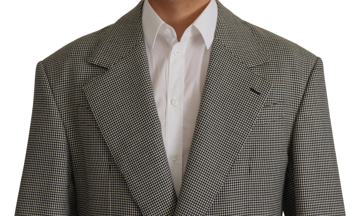 Dolce &amp; Gabbana Elegant Gray Checked Wool Blazer