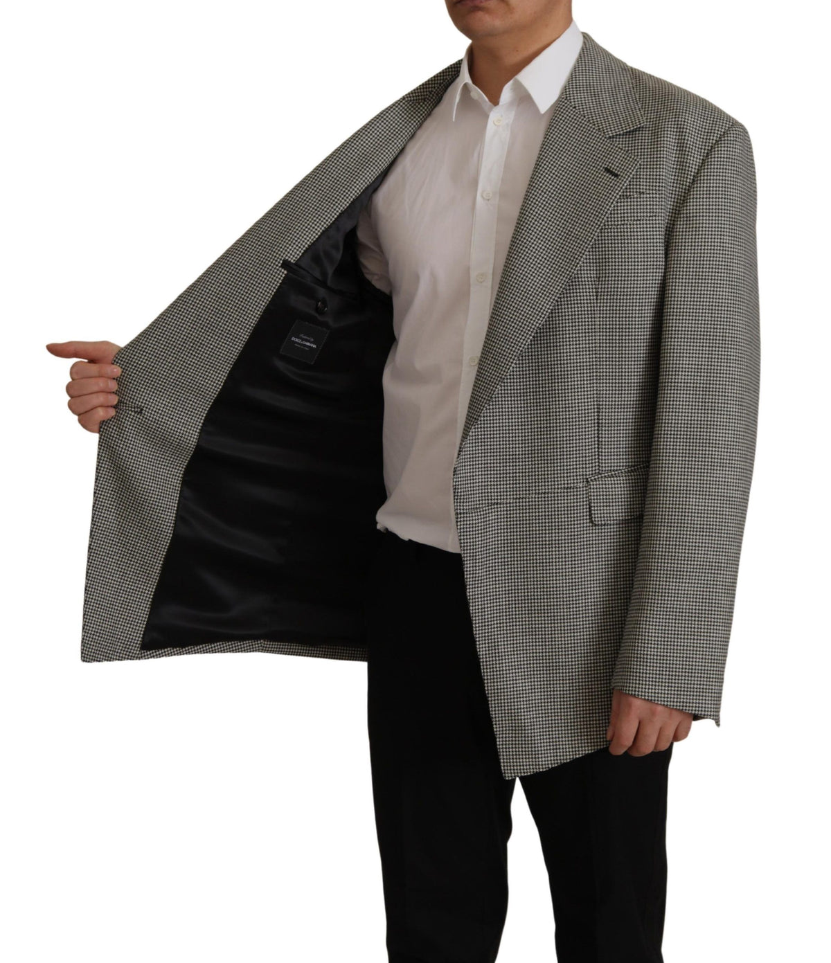 Dolce &amp; Gabbana Elegant Gray Checked Wool Blazer