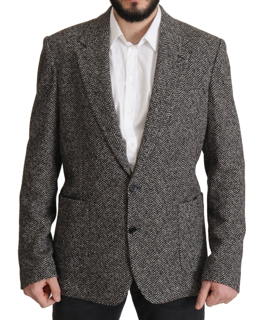 Dolce &amp; Gabbana Exquisite Grey Herringbone Blazer -takki