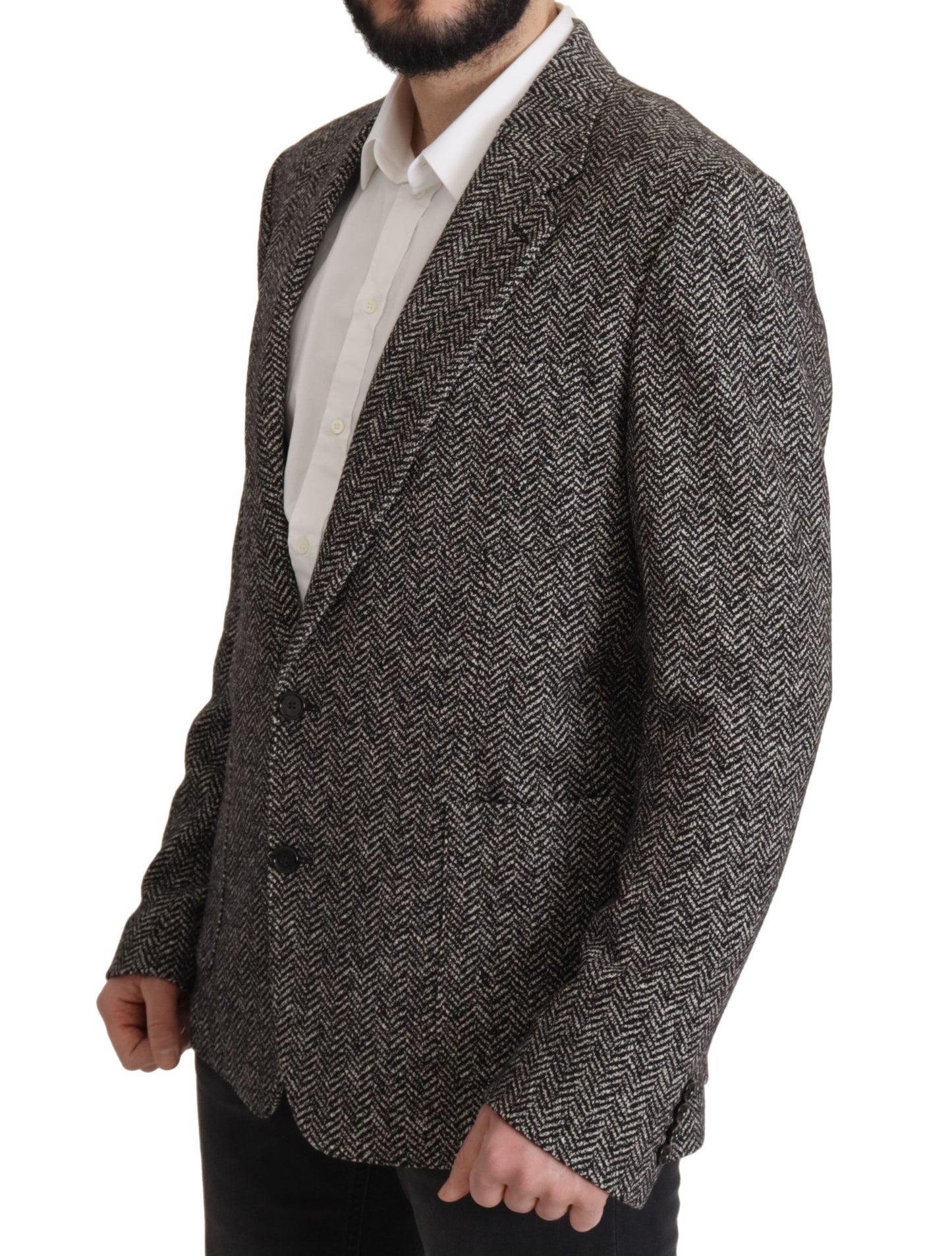 Dolce &amp; Gabbana Exquisite Grey Herringbone Blazer -takki