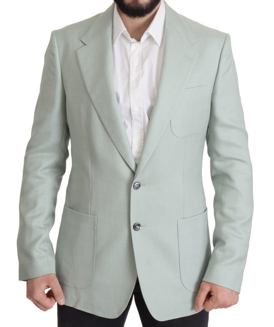 Dolce & Gabbana Eleganter mintgrüner Blazer aus Seide und Kaschmir