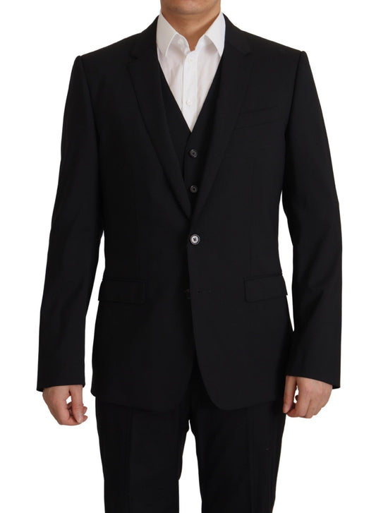 Dolce &amp; Gabbana Elegant ensemble of black martini blazer and vest