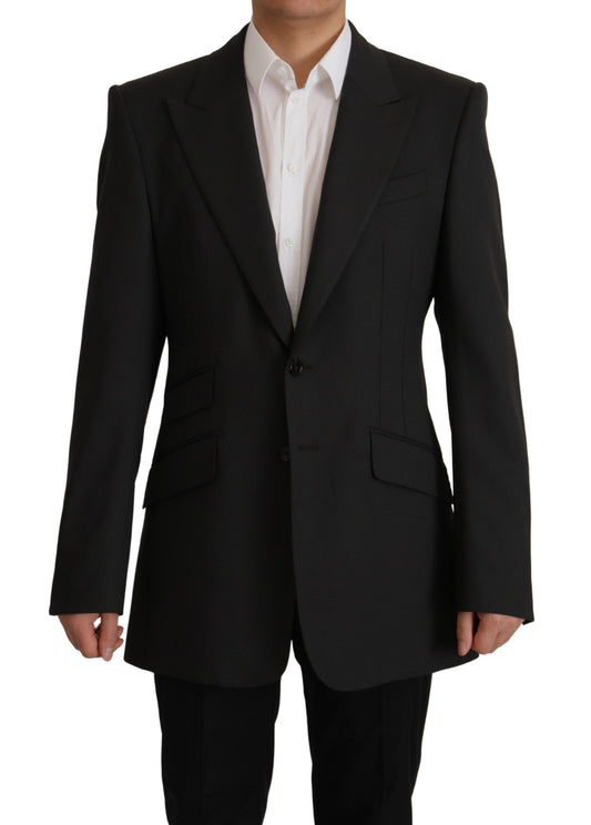 Dolce &amp; Gabbana Elegant slim black wool blazer jacket