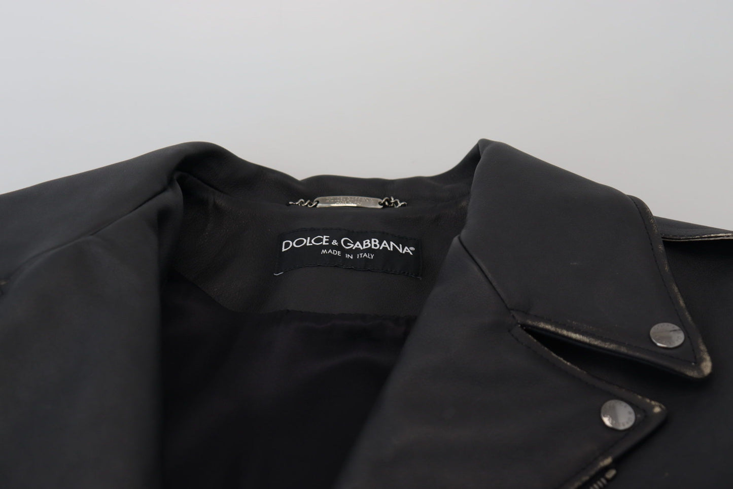 Dolce &amp; Gabbana Elegant black leather biker jacket