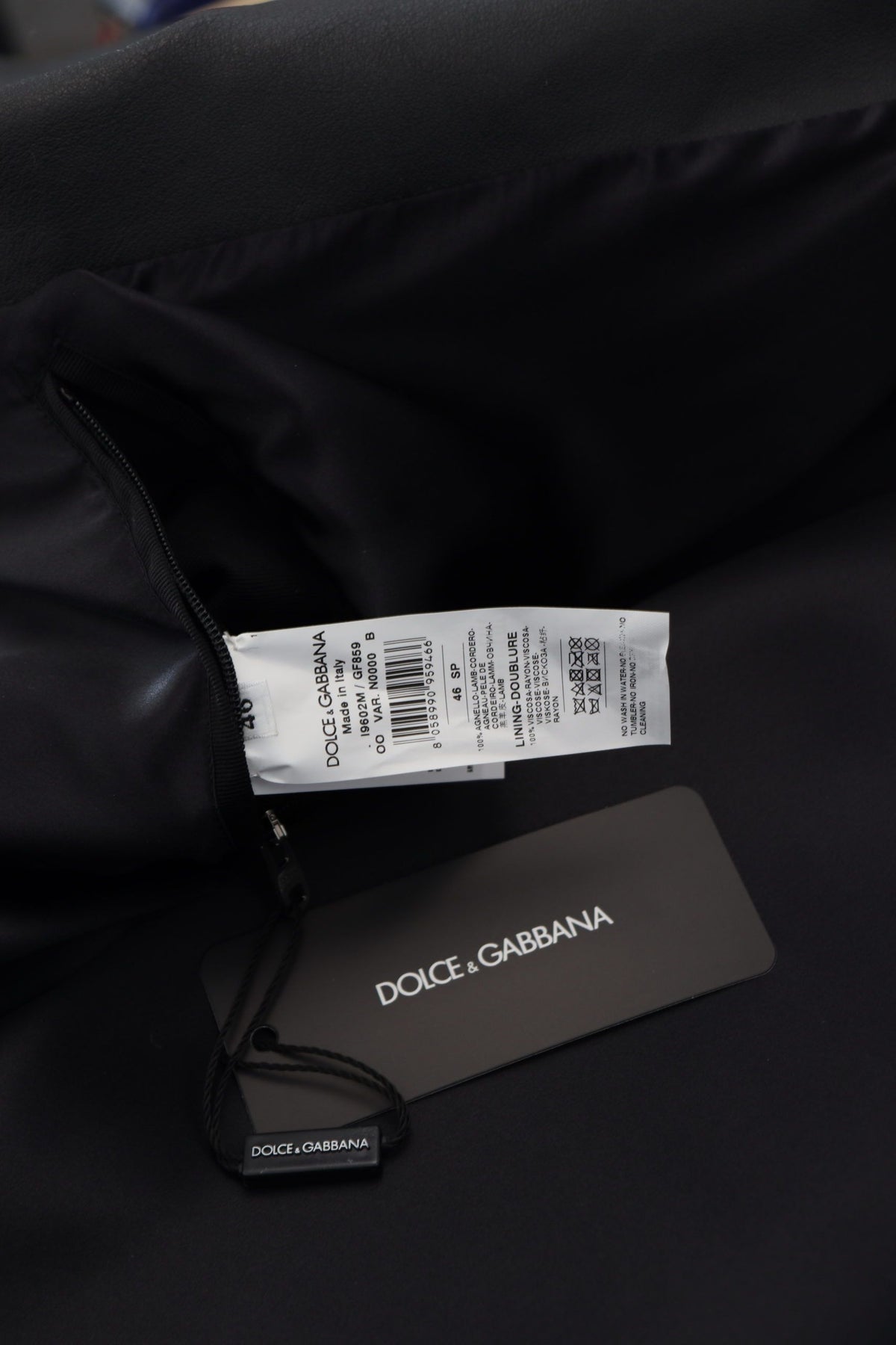 Dolce &amp; Gabbana Elegantti musta nahkainen biker-takki