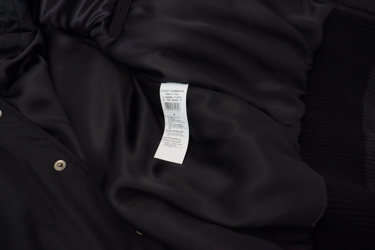 Dolce &amp; Gabbana Elegantti musta bomber-takki kristallikoristeilla