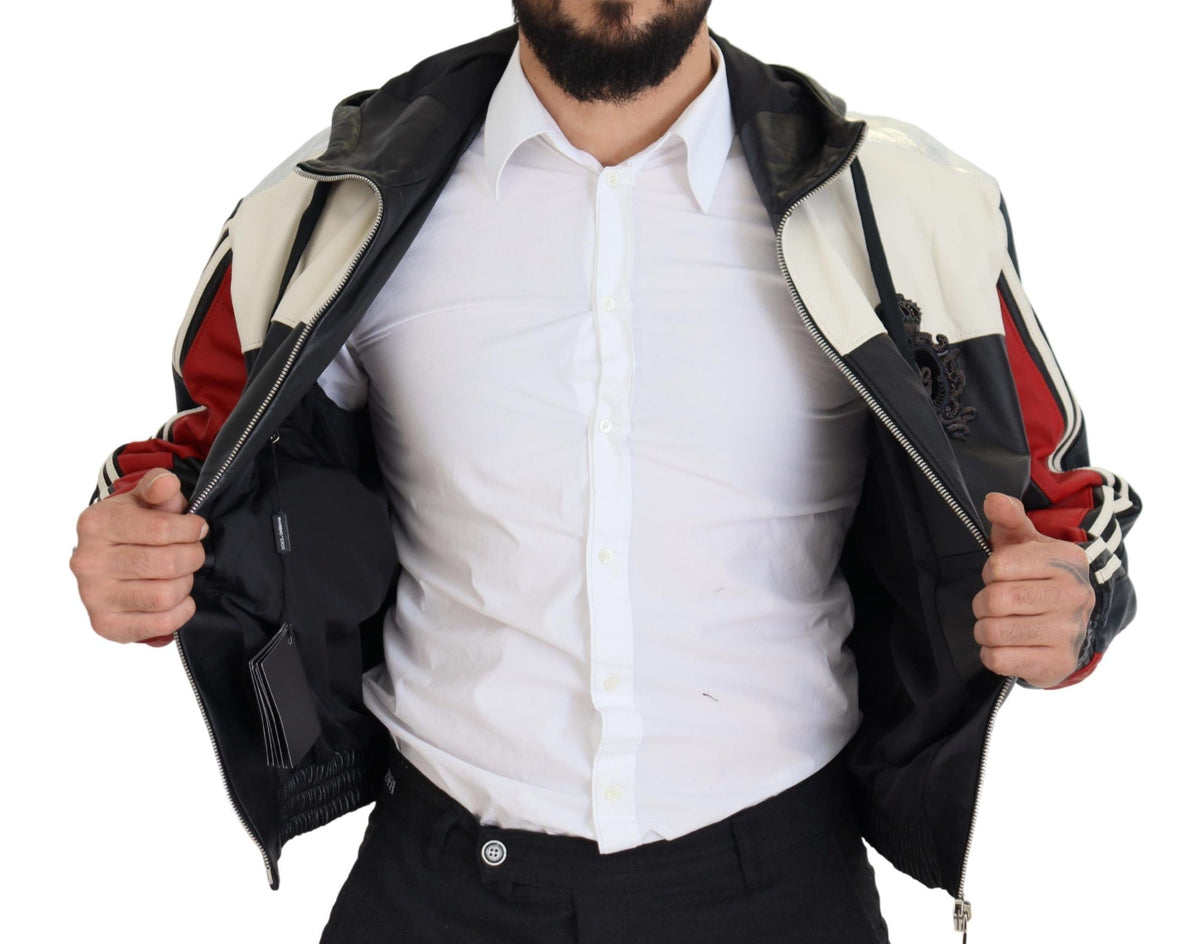 Dolce &amp; Gabbana Elite musta nahkainen Bomber-takki hupulla
