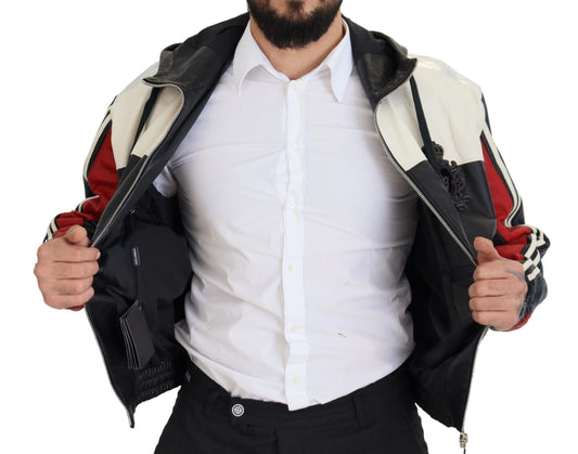 Dolce &amp; Gabbana Elite musta nahkainen Bomber-takki hupulla