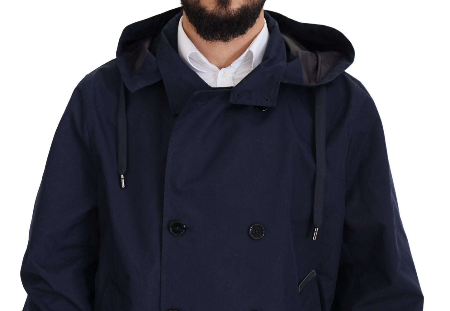 Dolce & Gabbana Elegante doppelreihige blaue Parka-Jacke