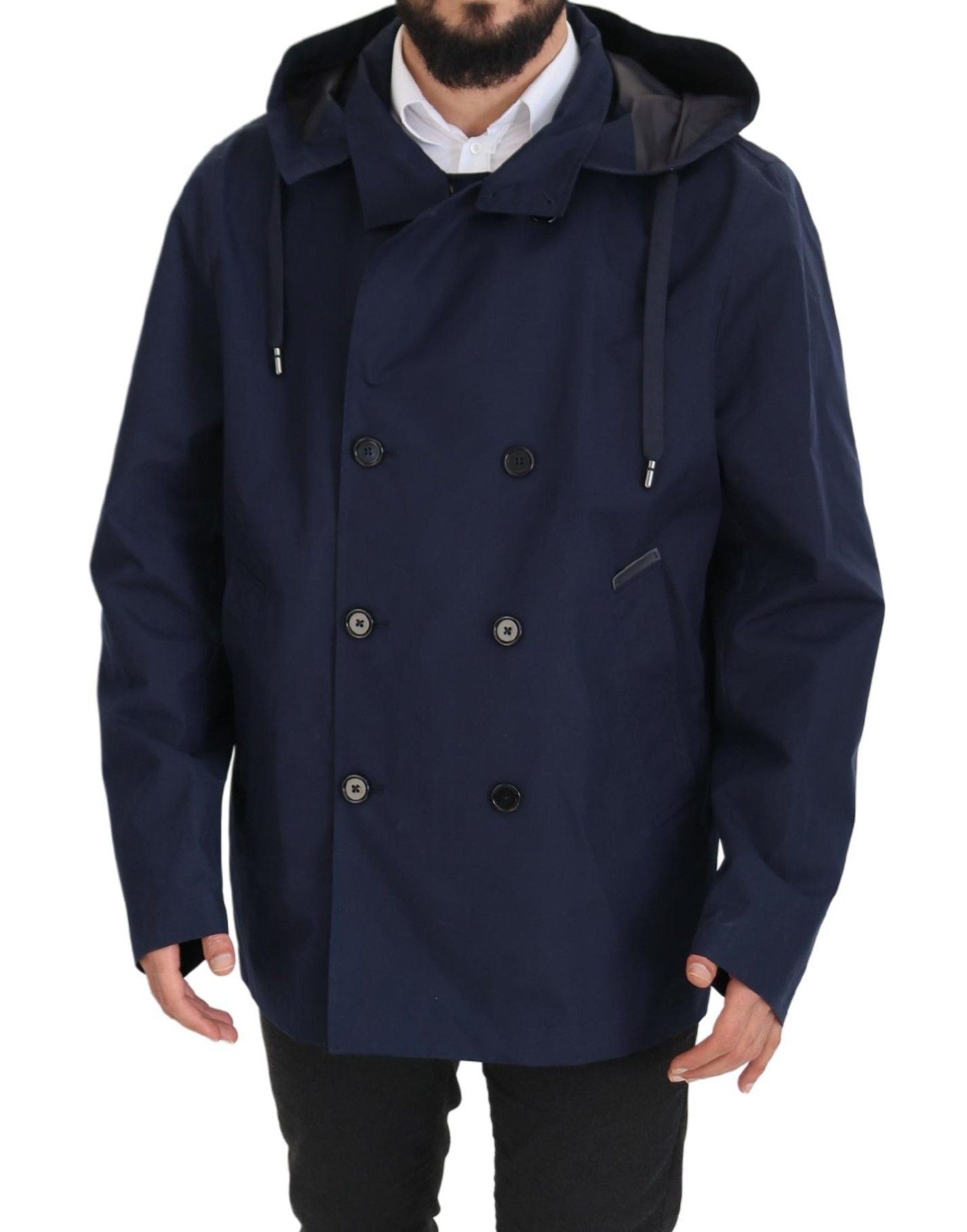 Dolce & Gabbana Elegante doppelreihige blaue Parka-Jacke