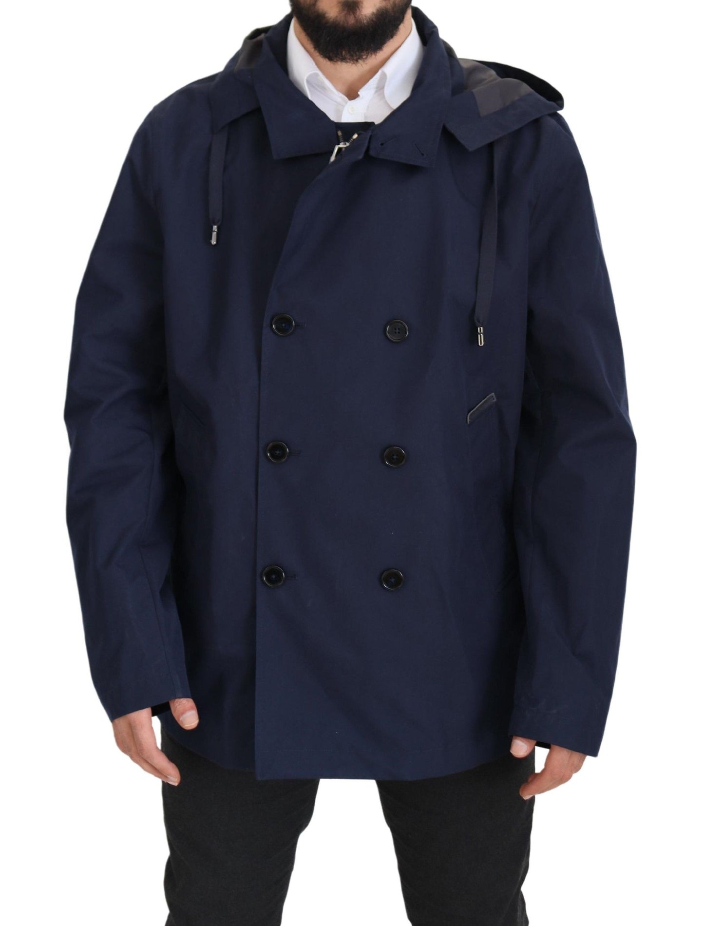 Dolce & Gabbana Elegante doppelreihige blaue Parka-Jacke