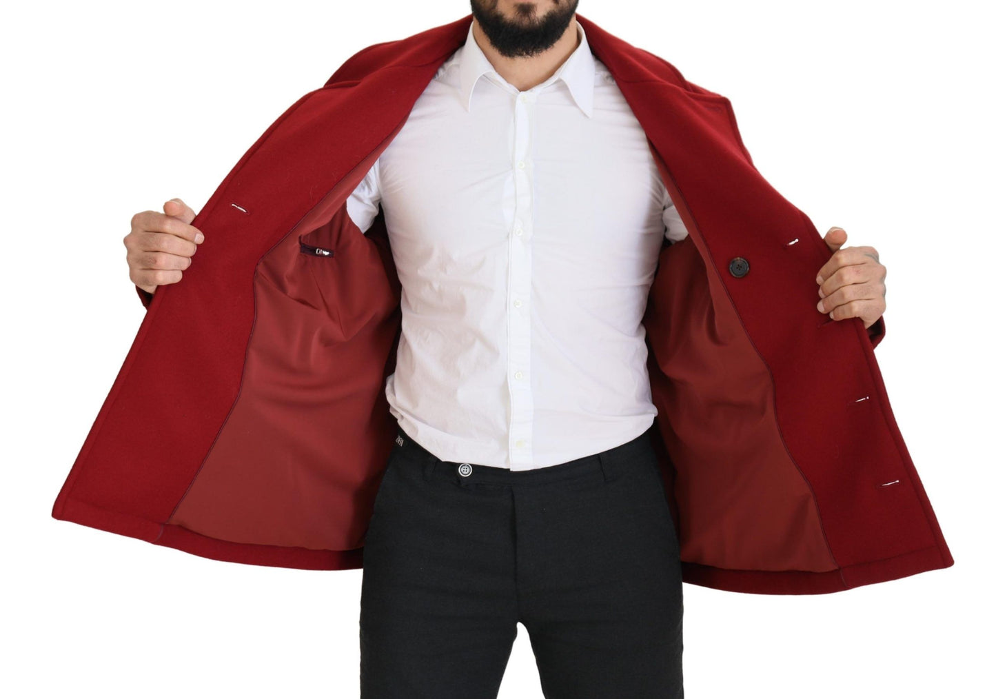 Dolce &amp; Gabbana Elegant red double-breasted wool jacket