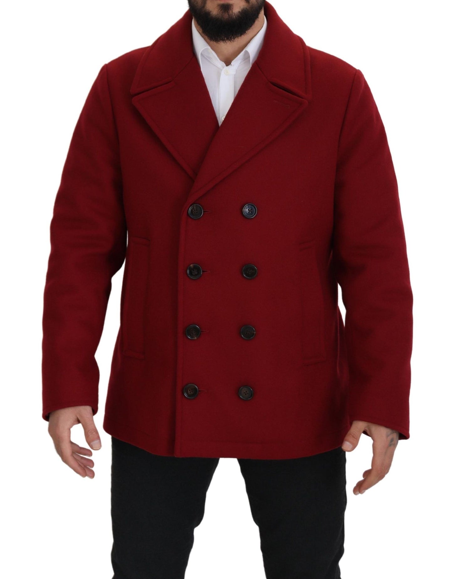 Dolce &amp; Gabbana Elegant red double-breasted wool jacket