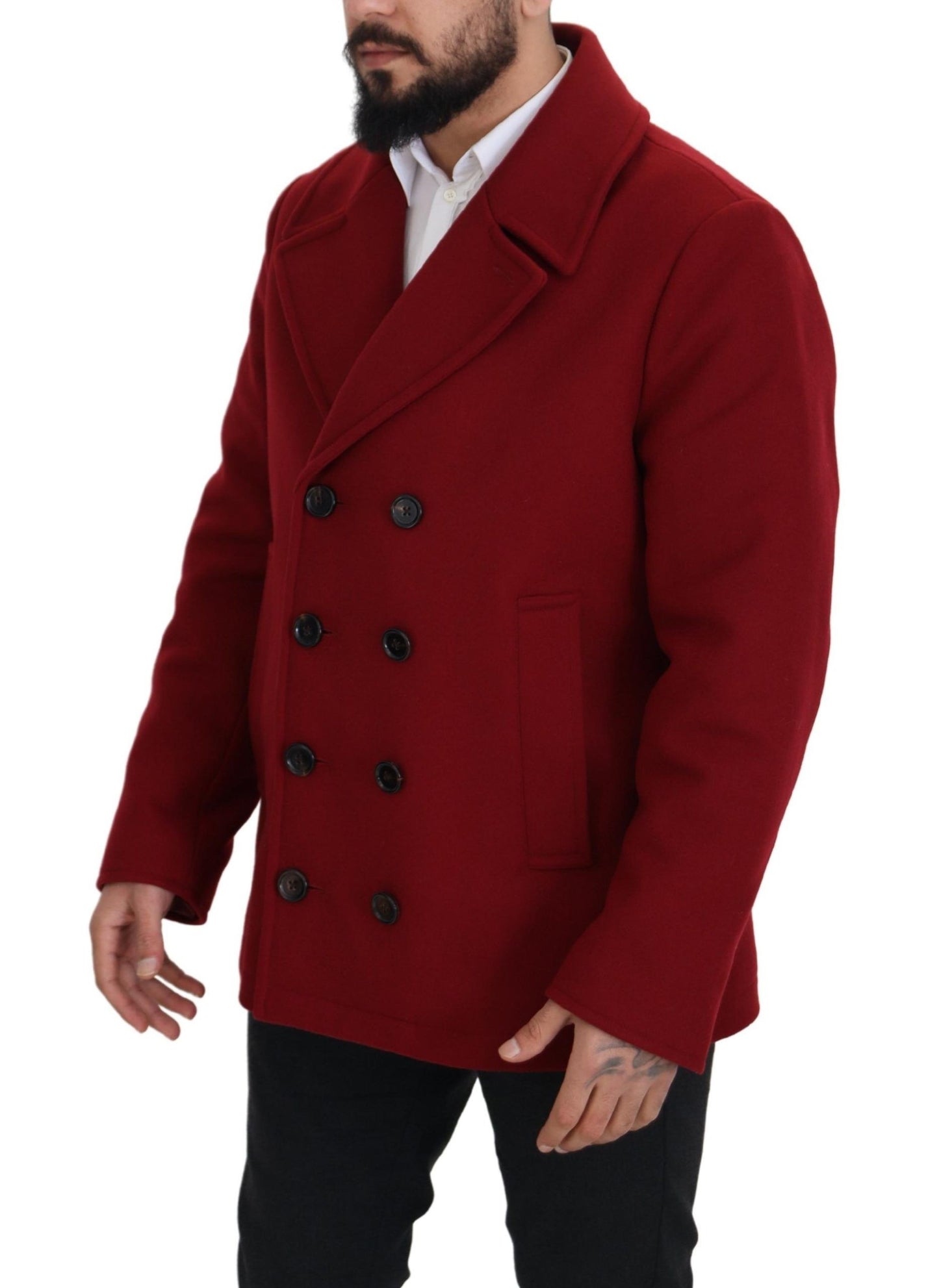 Dolce &amp; Gabbana Elegant red double-breasted wool jacket