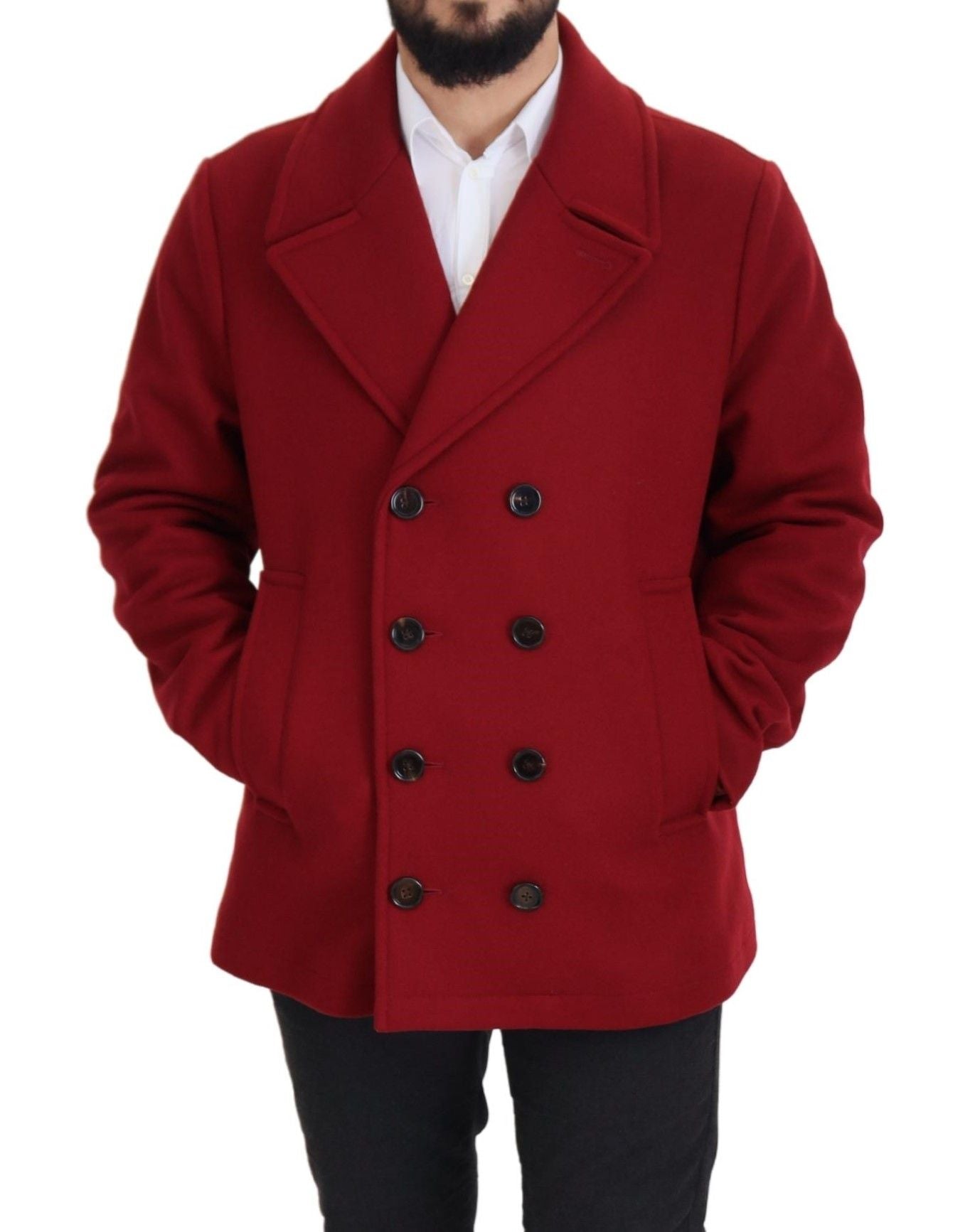 Dolce &amp; Gabbana Elegant red double-breasted wool jacket