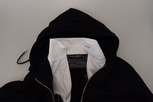 Dolce &amp; Gabbana Elegantti musta bomber-takki hupulla
