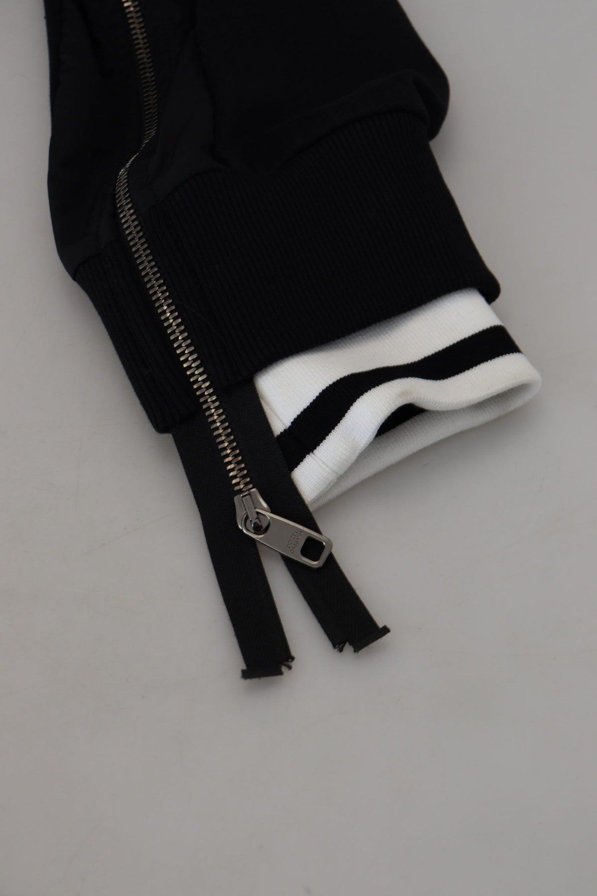 Dolce &amp; Gabbana Elegant black bomber jacket with hood