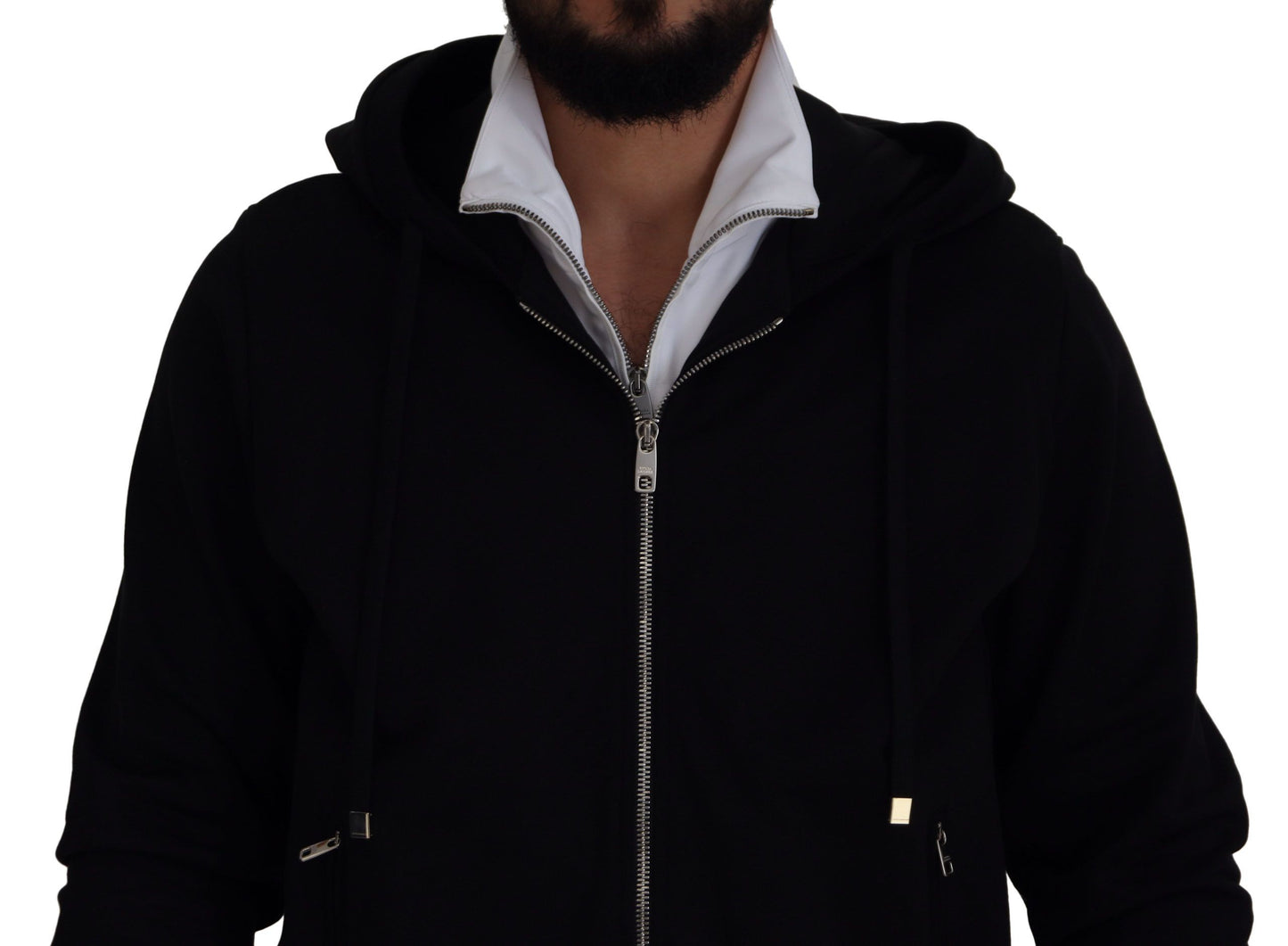 Dolce &amp; Gabbana Elegant black bomber jacket with hood