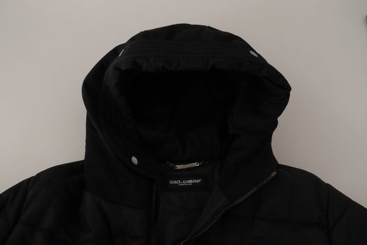 Dolce &amp; Gabbana tyylikäs musta hupullinen Parka-talvitakki