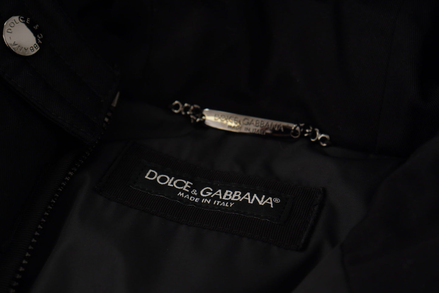 Dolce & Gabbana Eleganter schwarzer Kapuzenparka Winterjacke