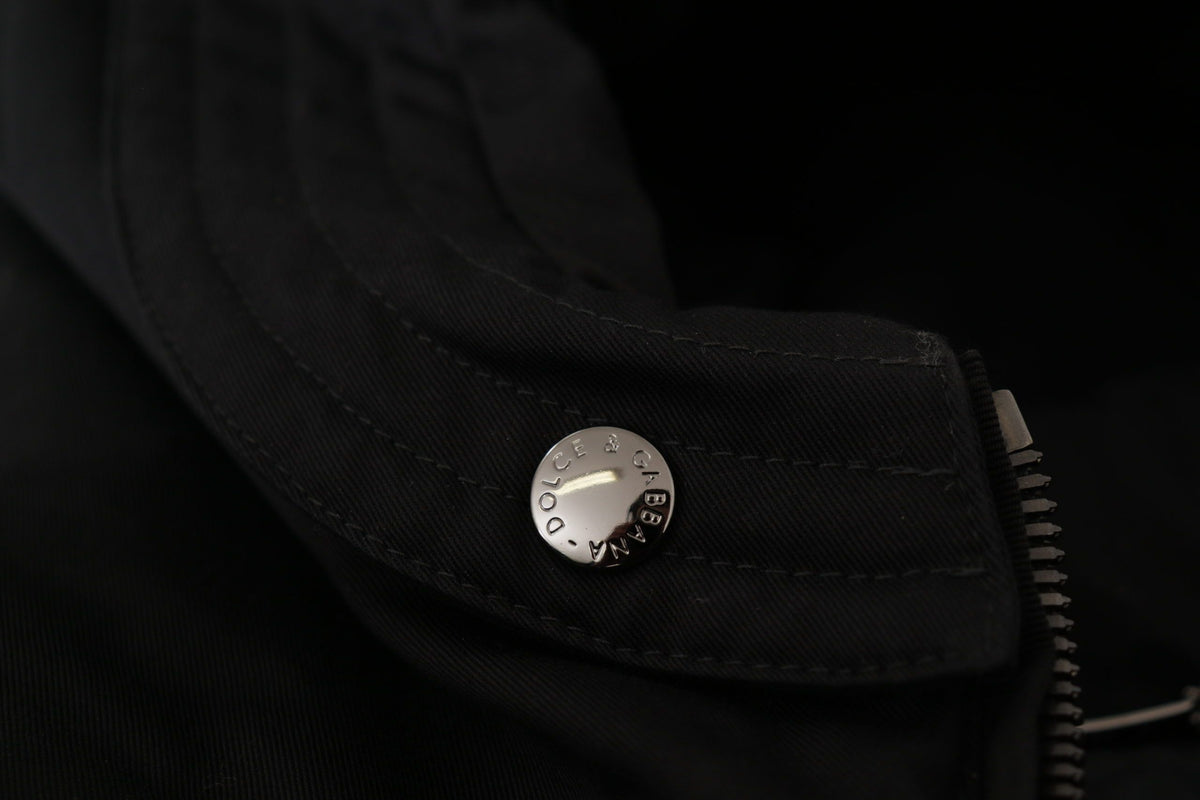 Dolce &amp; Gabbana Elegant Black Hooded Parka Winter Jacket