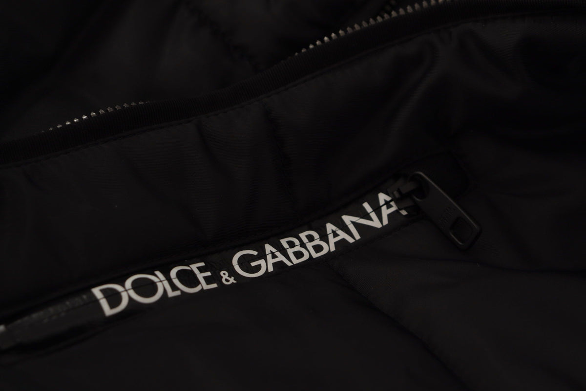 Dolce &amp; Gabbana Elegant Black Hooded Parka Winter Jacket