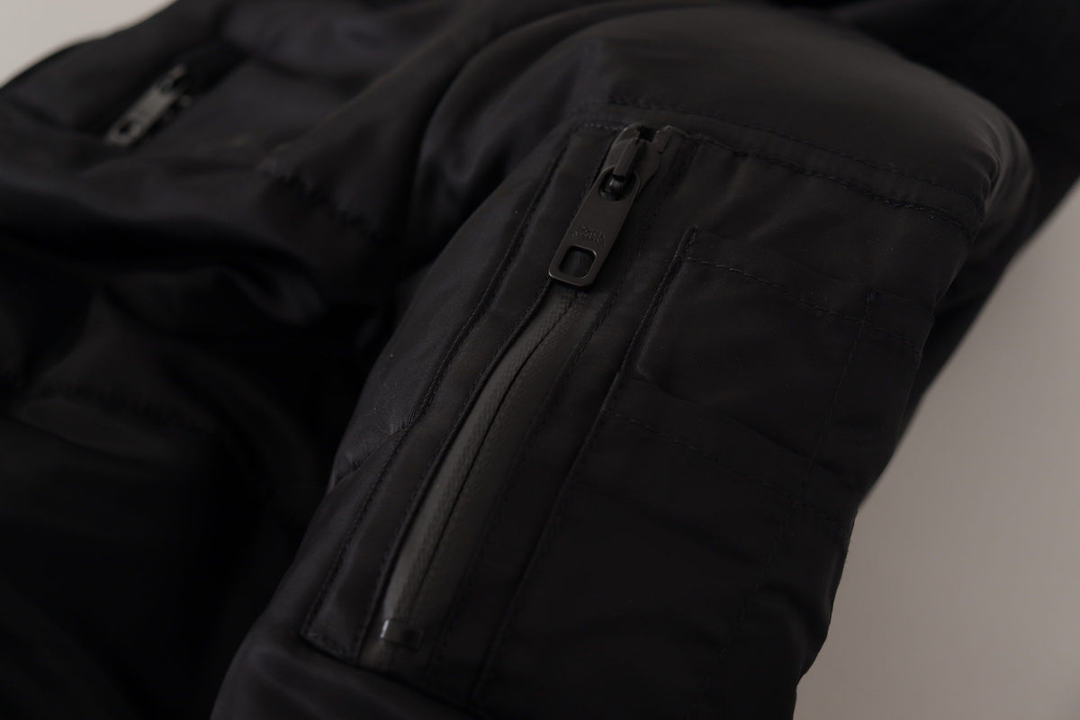 Dolce &amp; Gabbana Elegant Black Hooded Parka Winter Jacket