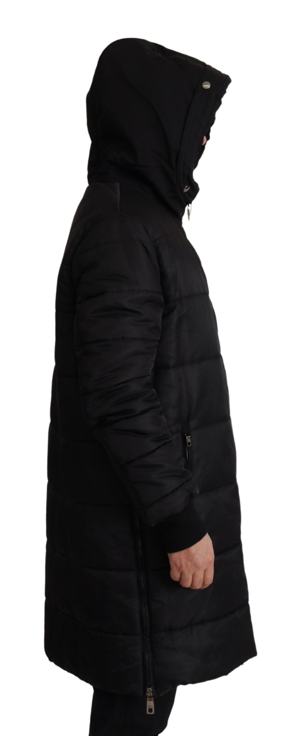 Dolce & Gabbana Eleganter schwarzer Kapuzenparka Winterjacke