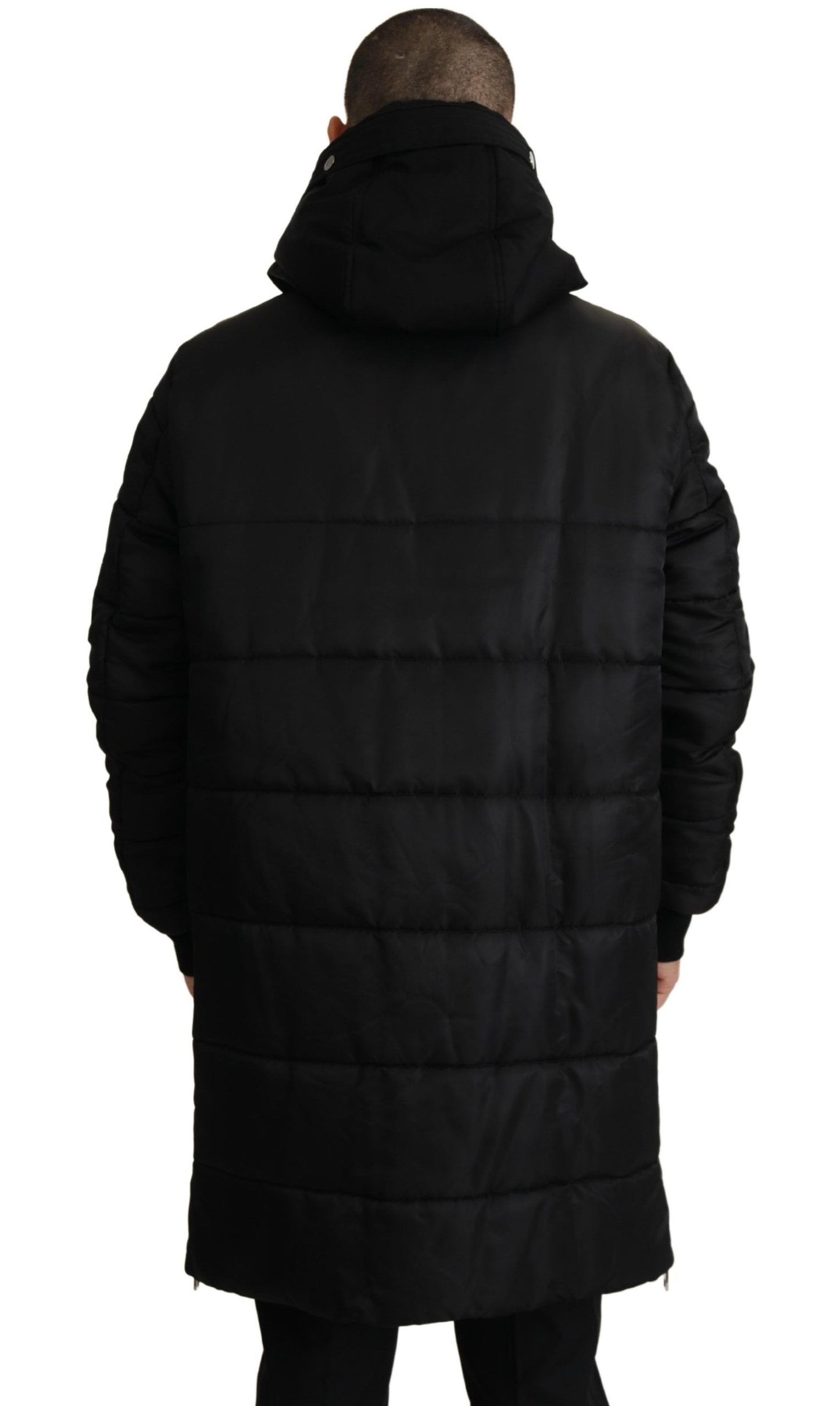 Dolce & Gabbana Eleganter schwarzer Kapuzenparka Winterjacke