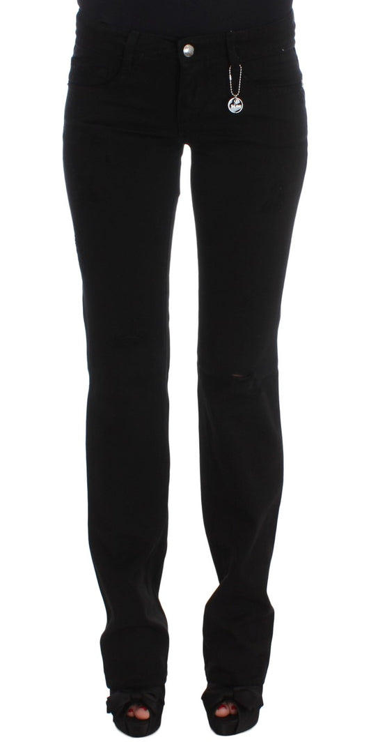 Costume National Chic black slim fit jeans with zip made of cotton