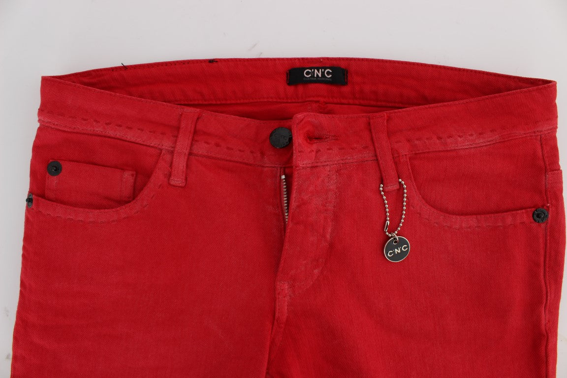 Costume National Schicke rote Slim Fit Jeans