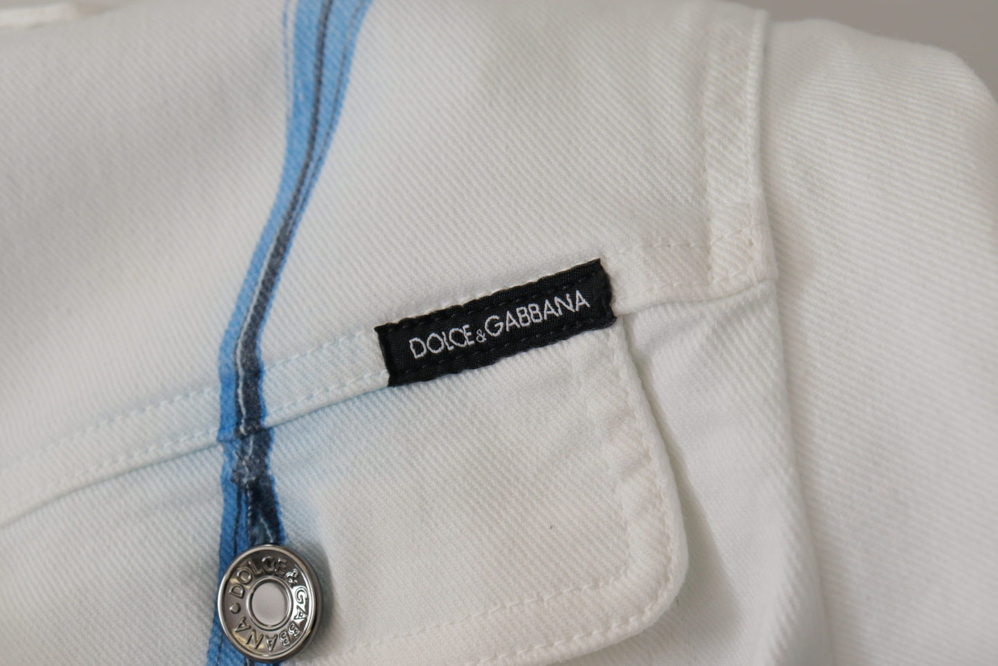 Dolce & Gabbana Mehrfarbige Denim-Jacke mit Logo-Stickerei