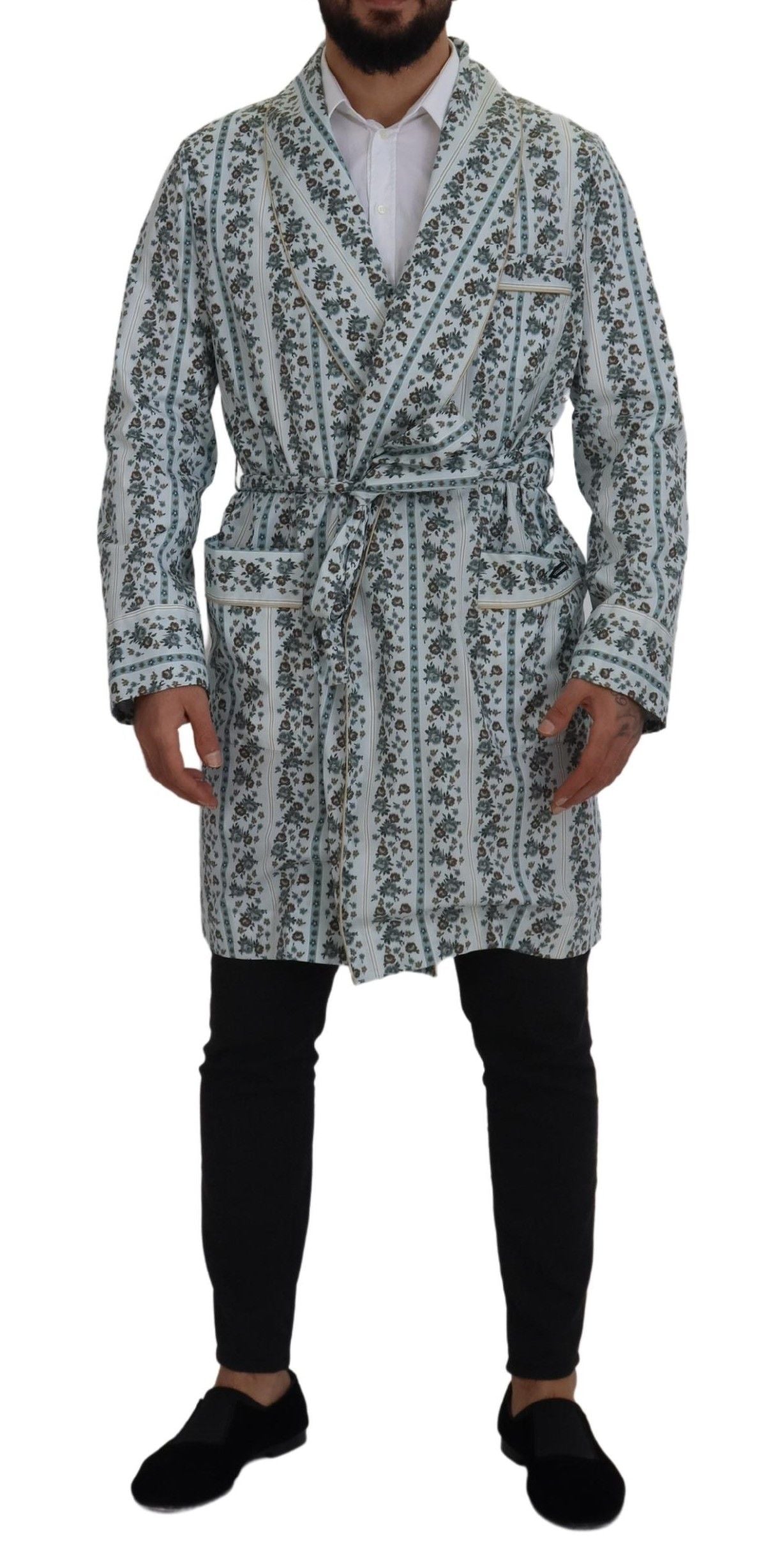 Dolce & Gabbana Elegante geblümte Baumwolljacke Robe