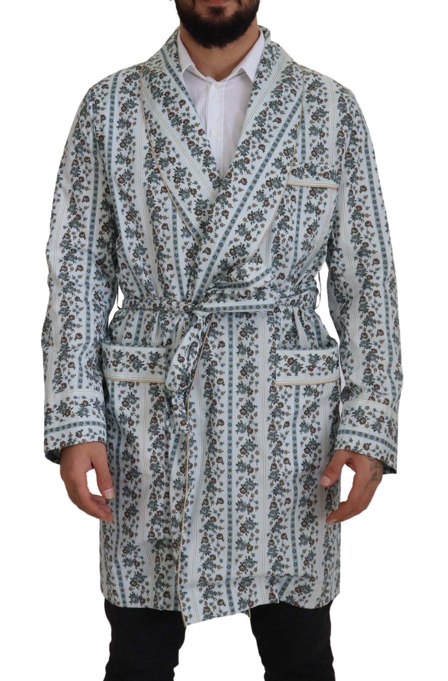 Dolce & Gabbana Elegante geblümte Baumwolljacke Robe