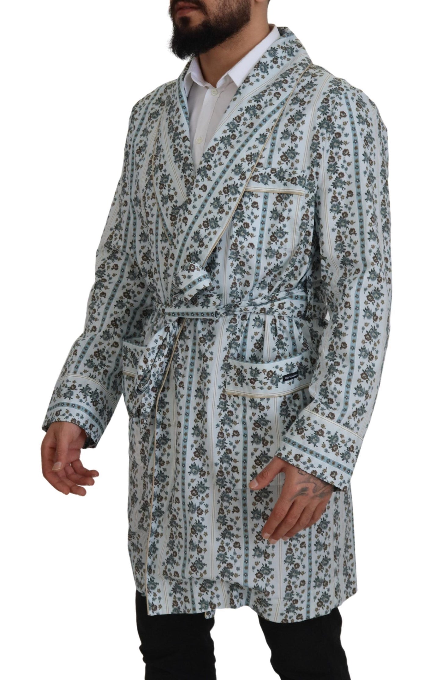 Dolce & Gabbana Elegante geblümte Baumwolljacke Robe