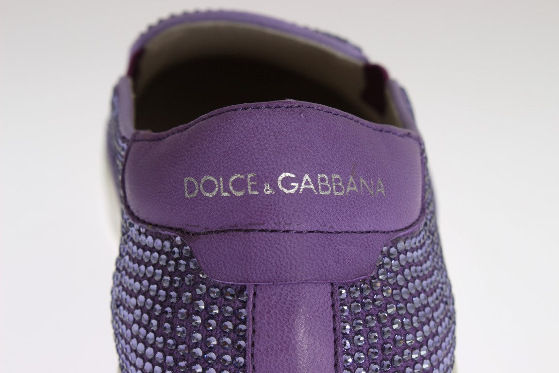 Dolce &amp; Gabbana Tyylikkäät violetit strassikivimuotilenkkarit