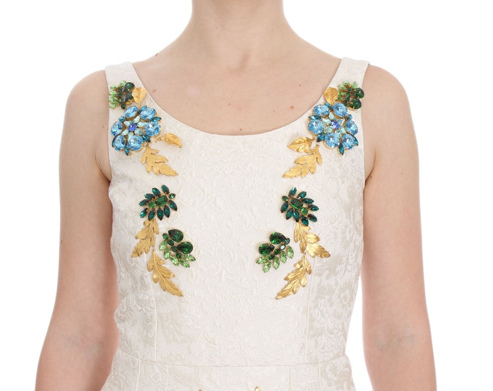 Dolce & Gabbana Elegantes Etuikleid aus Brokat mit Blumenmuster