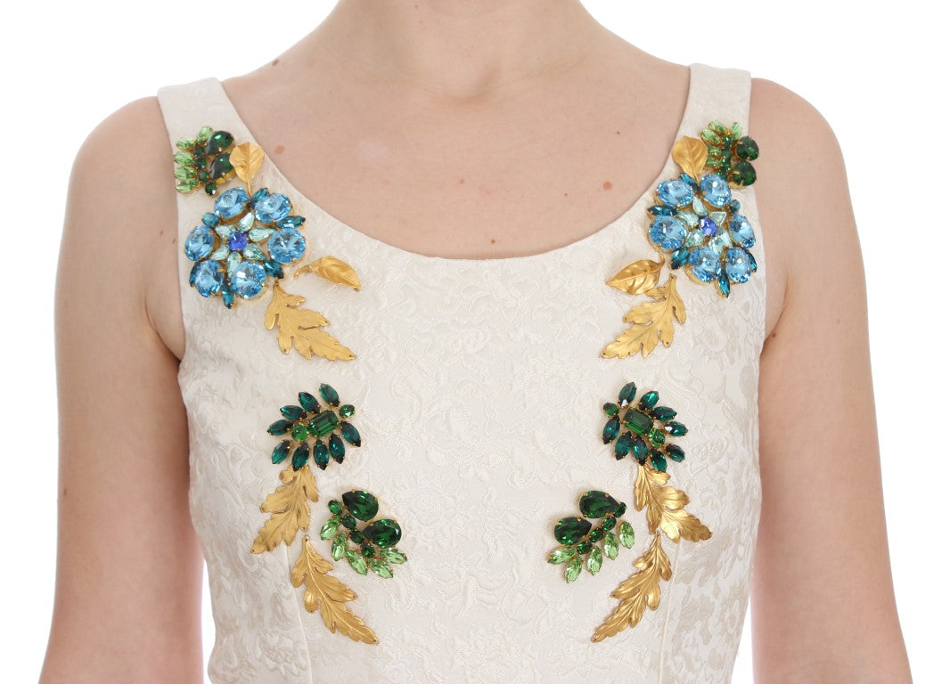 Dolce & Gabbana Elegantes Etuikleid aus Brokat mit Blumenmuster