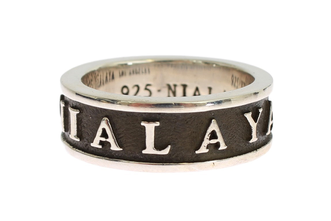 Nialaya Elegant Silver and Black Sterling Men's Ring