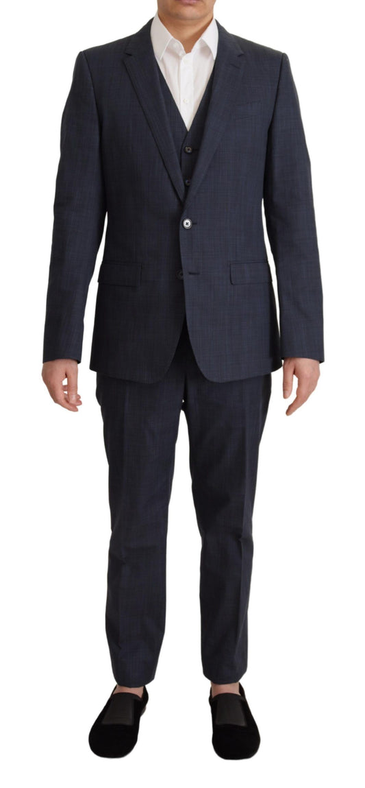 Dolce &amp; Gabbana Elegant three-piece martini suit in dark blue cotton