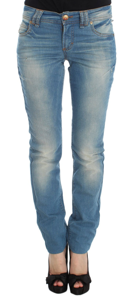 John Galliano Schlanke blaue Designer-Jeans mit schmaler Passform