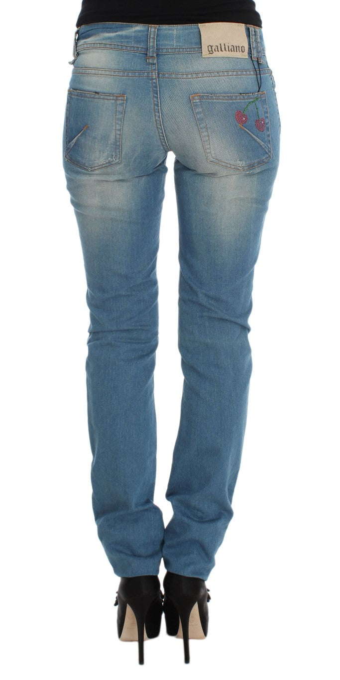 John Galliano Schlanke blaue Designer-Jeans mit schmaler Passform